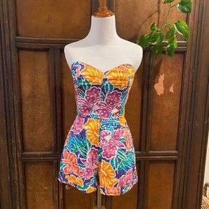 Vintage Liz Claiborne Hawaiian Tropical Romper 8